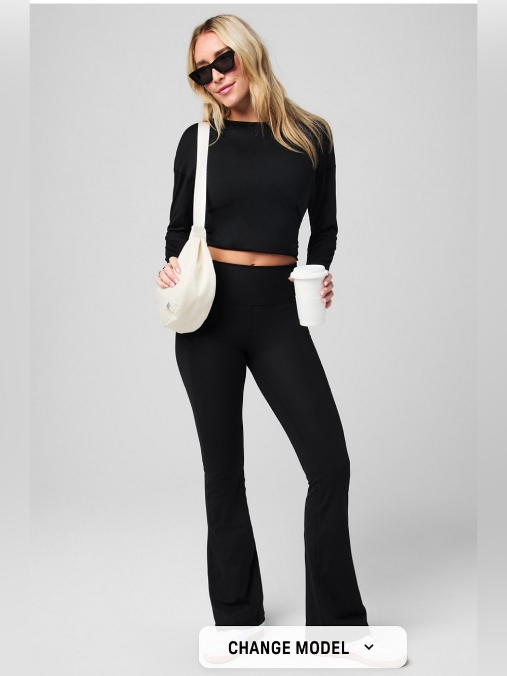 Fabletics Black High-Waist Flare Yoga Pants - Picture 4 of 5